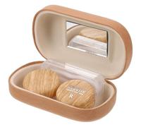 ELAYARD Custodia Portatile per Lenti a Contatto Doppia Organizer da Viaggio in Pelle Vintage e Legno Protezione Antileak per Lenti di Grande Diametro Supporto Compatto per Viaggi e