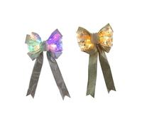 ELAYARD Fiocco di Luce Natalizio con LED Decorazione a Fiocco per Albero di Natale Set da 2 Fiocchi Luminosi Argento e Oro Ornamento per Decorazioni Natalizie Interne ed Esterne