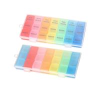 ELAYARD Scatola Porta Medicinali 7 Giorni 2 Pezzi 21 Scomparti Contenitore Colorato per Famiglia e Scuola Organizer Portapillole Fibbie Trasparenti per Uso Mattina e