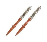 ELAYARD Set 2 Pezzi Spazzole Rotonde Piccole in Legno con Setole di Cinghiale, Pettini per Styling Barba e Baffi con Finitura Liscia e Funzione Antistatica, per Ufficio e Viaggio
