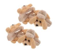 ELAYARD Set 4 Fermagli per Chioma Pelosi a Forma di Cane, Clip Morbide in Plastica Color Cachi, Artigli per Chioma Lunghi e Spessi, Accessori Donna e Ragazza per Styling Quotidiano e Look