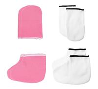 ELAYARD Set 4 Paia di Copripiedi e Guanti per Cura della Pelle, Esfolianti e Idratanti, in Poliestere Resistente e Delicato, per Bagni di Paraffina e Spa Mani e Piedi Professionali