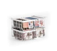 Elayu 2 Pezzi organizer per congelatore,organizzare freezer pozzetto,cestini per congelatore,cestello portaoggetti per frigorifero,Impilabile，Lunghezza regolabile 29-46CM，Bianco