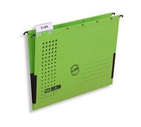 ELBA Borsa sospesa chic per formato A4, in cartone, con rane di lino, verde, confezione da 5 pezzi