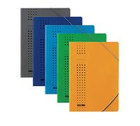 Elba Chic 400010115 - Cartellina con angoli elasticizzati, formato A4, per circa 150 pagine DIN A4, con elastico agli angoli, 450 g/m², in cartoncino riciclato, confezione da 5 pezzi, colori assortiti