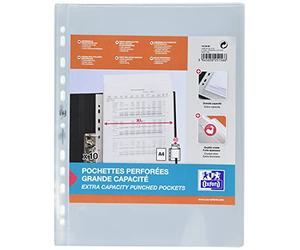 Elba Confezione di 10 buste perforate grande capacità Ultra Resistenti polipropilene 140 Micron A4 X L incolore