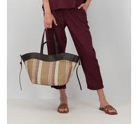 Elba Tuscany Borsa shopper in rafia con manici in pelle