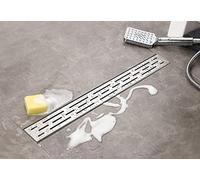 Elbe Canaletta scarico per doccia con griglia a feritoia Canalina doccia in acciaio inox Piletta Drenaggio con flangia perimetrale 80 cm RN-K080A