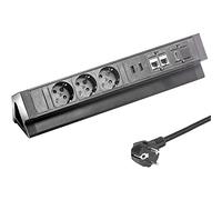 Elbe Inno Multipresa ciabatta elettrica con 3 Prese Schuko, 2 RJ45, HDMI, presa multipla ciabatta con USB, multipresa ciabatta con protezione,Fissaggio con supporto, Multipresa per ufficio,scrivania
