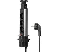 Elbe Inno Multipresa da scrivania a scomparsa, torretta a scomparsa con 3 Prese Schuko, colonnina multipresa da tavolo, Presa multipla da incasso Ideale per Ufficio, Cucina, piani di lavoro Diametro 60mm