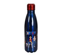 Elbenwald Bottiglia d'acqua One Piece - 780 ml con logo e motivo Crew, bottiglia d'acqua con tappo a vite, altezza 26 cm - Acciaio inossidabile/Blu scuro