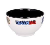 Elbenwald Ciotola per cereali Dragon Ball - Ciotola con icone Crystal Ball Kame Kanji Symbol e Capsule Corp Logo Motivo - 600 ml - Altezza 8 cm - Ø 13 cm - Ceramica - Bianco Nero
