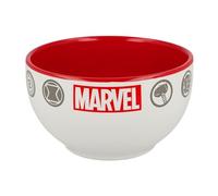 Elbenwald Ciotola per Cereali Marvel - Ciotola con Icone Spider-Man Iron Man Hulk Thor e Captain America Motivo - 600 ml - Altezza 8 cm - Ø 13 cm - Ceramica - Bianco Rosso