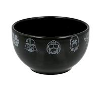 Elbenwald Ciotola per Cereali Star Wars - Ciotola con Icone Chewbacca R2-D2 Yoda e Darth Vader Motivo - 600 ml - Altezza 8 cm - Ø 13 cm - Ceramica - Nero