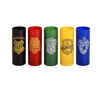 Elbenwald Harry Potter, set di 5 bicchieri con motivo di casa di Hogwarts, 300 ml, capacità 16 cm, altezza per tifosi, multicolore