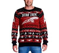 Elbenwald Pullover a Maglia Star Trek con Motivo USS Enterprise per Uomo Donna Unisex Cotone Rosso - XL