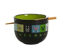 Elbenwald Ramen Ciotola con bacchette - diversi motivi 500 ml ceramica e bambù (Minecraft)