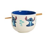 Elbenwald Ramen Ciotola con bacchette - diversi motivi 500 ml ceramica e bambù (Stitch Aloha)