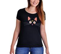 Elbenwald Sailor Moon - Maglietta da donna in cotone nero