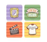 Elbenwald Set di 4 sottobicchieri con design di Friends - Idea regalo - Sottobicchieri quadrati - per tutti i tipi di tazze - Multicolore - Sughero, plastica