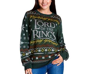 Elbenwald Signore degli Anelli Pullover Lavorato a Maglia con Motivo The One per Uomini Donne Unisex in Cotone Verde - M