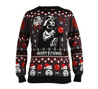 Elbenwald Star Wars Maglione a Maglia con Darth Vader e Motore Sithmas Happy per Uomini Ladies Unisex Cotton Nero - L