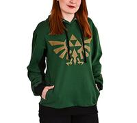 Elbenwald The Legend of Zelda Felpa con Cappuccio con Stampa Triforce e Simboli per Uomo Donna Unisex Verde Oro - M