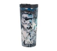 Elbenwald Thermos Star Wars - 425 ml - Bicchiere da viaggio in acciaio inossidabile con tappo a vite e apertura chiudibile (altezza 19 cm) - Bianco/Blu con motivo dello Stormtrooper