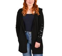 Elbenwald Wednesday Cardigan con Cappuccio E Motivo Solitude Suits Me - Cardigan con Cappuccio - per Donne - Cotone - Nero - S