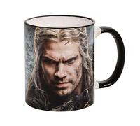 Elbenwald Witcher Tazza con Motivo di Geralt di Rivia e Logo del Lupo 320 ml Ceramica Grigia