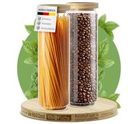 ElbFuchs® Set Barattoli per Conservazione con Coperchio 1500 ml (2 Pezzi) in Vetro Borosilicato, Barattoli Ermetici, Set Contenitori in Vetro per Spezie e Alimenti