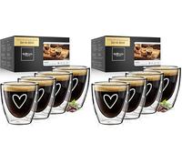 ElbFuchs® Set di tazzine caffe espresso [4x 80 ml] vetro, particolari | trasparenti | doppia parete | Idee regalo donna compleanno, mamma (Confezione da 2)
