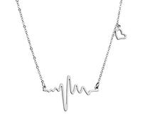 ELBLUVF Donne 18K placcato oro rosa gioielli acciaio inossidabile cuore amore ECG collana catena 3 colori, Gemma, Nessuna pietra preziosa