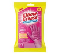 Elbow Grease Guanti in gomma rosa, super resistenti, foderati in cotone, antiscivolo, per uso domestico, taglia M, confezione da 1