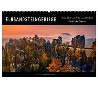 Elbsandsteingebirge - eine Reise durch die wunderschöne Sächsische Schweiz (Wandkalender 2026 DIN A2 quer), CALVENDO Monatskalender: Wunderschöne ... Landschaft mit bizarren Felsformationen.