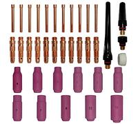 ELCAN Consumabili e accessori professionali per torcia di saldatura TIG serie WP 17 18 26 con ugelli in ceramica, ugelli, corpo di raccolta, tappi posteriori e raccogli. 37 pezzi