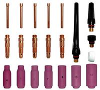 ELCAN Consumabili e accessori professionali per torcia di saldatura TIG serie WP 17 18 26 con ugelli in ceramica, ugelli, corpo di raccolta, tappi posteriori e raccogli. 21 pezzi