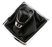 ELCEAMMDLW Copri Pomello Cambio Auto Per Ford Per Focus 2 MK2 2005-2011 Per Fiesta Per Kuga 2008-2012 Pomello Cambio A 5 6 Marce Cuffia Pelle(6 Black With Dust)