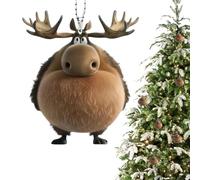 Elch-Weihnachtsschmuck, Weihnachts-Elch-Anhänger | Acryl-Cartoon-Elch-Ornamente für den Weihnachtsbaum,Anhänger zum Aufhängen im Auto, 2D flache saisonale Dekoration für Tierliebhaber