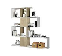 Elche Libreria da Parete, Design Zig Zag, Scaffale Mensola Moderna, 145 x 145 x 29 cm, Bianco e Legno Rovere