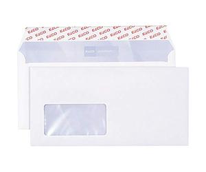 ELCO Office - Buste da lettera 80 g/m² formato DIN lungo, certificate FSC, con chiusura adesiva e finestrella per indirizzo, 90 x 45 mm, in confezione da 200 pz, colore: bianco