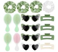 Elcoho 16 elastici per capelli per damigella d'onore, per proposte, regali, per addio al nubilato, fermagli per capelli a forma di cuore, per ragazze, regalo per addio al nubilato, bomboniere, verde