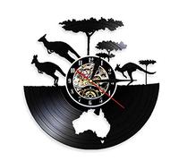 ELD Australia Canguro Orologio continente Australiano Mappa Vinile Record Orologio da Parete Australia Mappa Vinile Record Parete Arte AU Viaggi Regalo Musica Arte Orologi