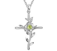 ELDA & CO. Collana con foglie di speranza per la moglie, in argento Sterling 925, con pietre portafortuna di febbraio marzo, ametista, acquamarina, gioielli da donna, pietra metallica, peridoto