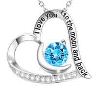 Elda & Co Sterling Silver I Love You for Always And Forever Love Collana con Ciondolo Cuore e zirconi 1125, Argento, Colore: Blue, cod. P716-SWBT