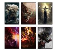 Elden Ring Poster (set di 6), Malenia, Radagon e Godfrey, Radahn e Maliketh, Lichdragon Fortissax su tela, poster per decorazione da camera da letto del gioco, senza cornice, 30 x 45 cm
