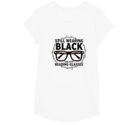 Elder Emo Ancora Indossa Nero Ora con Occhiali da Lettura Maglietta, Ragazze, Bianco, L