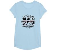 Elder Emo Ancora Indossa Nero Ora con Occhiali da Lettura Maglietta, Ragazze, Celeste, L