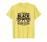 Elder Emo Ancora Indossa Nero Ora con Occhiali da Lettura Maglietta, Uomo, Limone, L