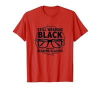 Elder Emo Ancora Indossa Nero Ora con Occhiali da Lettura Maglietta, Uomo, Rosso, L